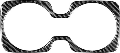 Real Premium Carbon Fiber Fit for Chevy Silverado/GMC Sierra 1500 2014-2018 for 2500/3500HD 2015-2019 Car Center Console Water Cup Holder Panel Trim Decals Sticker Interior Accessories Cover Black