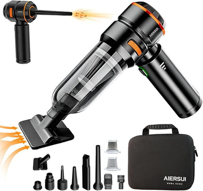 Super-Powered car mini Vacuum Cleaner 80,000RPM, Four-in-one: Blower, Vacuum Cleaner, air Extractor, and Pump. Handheld dust Collector, Handheld dust Blower, Hair Dryer, Cordless (Orange)