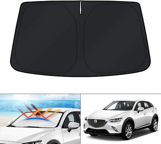 KUST Windshield Sun Shade Custom Fit for Mazda CX-30 2019-2025 2026 CX30 Accessories Sunshade Foldable Sun Visor Protector Blocks UV Rays Keep Your Car Cooler