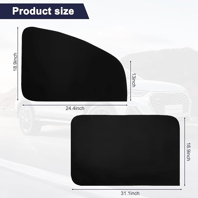 Ovege Car Side Window Sun Shade Magnetic Car Curtain Suction Magnetic Suedette －Front Seat 2pcs