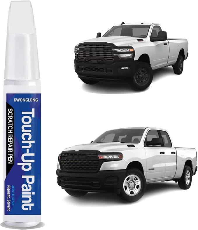 Bright White PW7/GW7 Touch Up Paint Compatible with RAM 2010-2024, 2-in-1 Car Paint Scratch Repair Kit, Quick & Easy Solution to Repair
