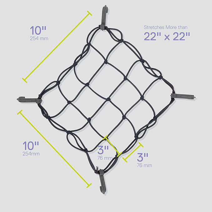 Small Cargo Net by Delta Cycle (2-Pack) - Expandable Bungee Net with Hooks Stretches to 22" x 22" - Bike Cargo Net Keeps Your Gear Tightly in Place for Bikes & Kayaks
