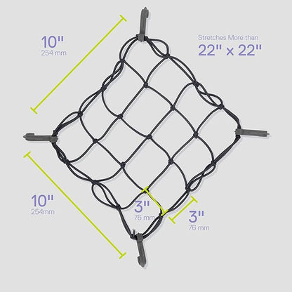 Small Cargo Net by Delta Cycle (2-Pack) - Expandable Bungee Net with Hooks Stretches to 22" x 22" - Bike Cargo Net Keeps Your Gear Tightly in Place for Bikes & Kayaks