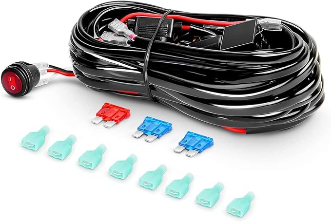 Nilight LED Pods 4Pcs 4 Inch 18W Flood Off Road Fog Lights Driving Roof LED Light Bar Work Light with 16AWG Wiring Harness Kit - 4 Leads for Truck ATV UTV SUV Boat, 2 Years Warranty
