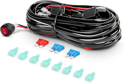 Nilight LED Pods 4Pcs 4 Inch 18W Flood Off Road Fog Lights Driving Roof LED Light Bar Work Light with 16AWG Wiring Harness Kit - 4 Leads for Truck ATV UTV SUV Boat, 2 Years Warranty