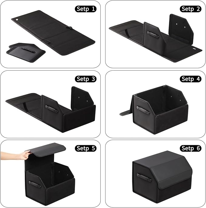 AUTOARK Leather Car Trunk Organizer,Durable Collapsible Adjustable Compartments Cargo Storage,AK-141