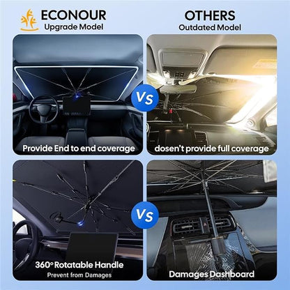 EcoNour Umbrella Foldable Windshield Sun Shade Fit for 2017-2020 2021 2022 Honda CRV Sunshade, Front Car Window Shades Sun Visor, UV Protection, Heat Blocker, Car Accessories