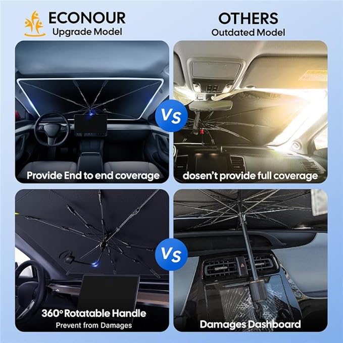 EcoNour Umbrella Foldable Windshield Sun Shade Fit for 2023-2024 2025 2026 Mazda CX-50 Sunshade, Front Car Window Shades Sun Visor, UV Protection, Heat Blocker, Car Accessories