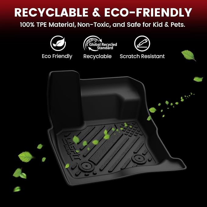 LASFIT Floor Mats and Cargo Mats for Ford Fusion 2017-2020 (Only Fit Gasoline), All Weather Custom Fit TPE Floor Liners for Fusion 2020 2019 2018 2017 Front & Rear Full Set Car Mats, Black