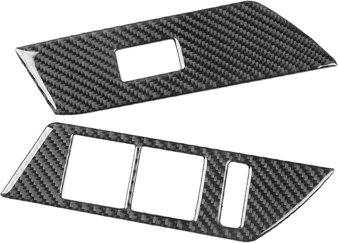 Premium Carbon Fiber Compatible with Ford Edge 2011-2014 2012 2013 SEL/Limited/SE/Sport Accessories Car Front Door Window Lift Switch Panel Cover Interior Trim Sticker Decal Black 2PCS