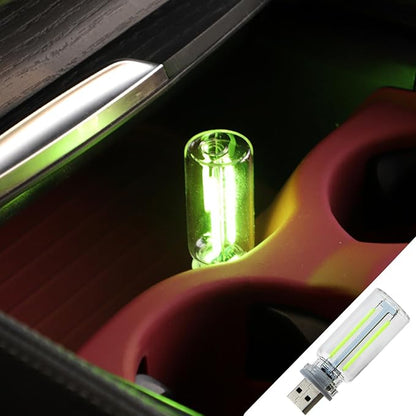 LED Touch Control Car Atmosphere Light, USB Mini Glass Bottle Night Light for Vehicle Bedroom Camping Decoration - Green