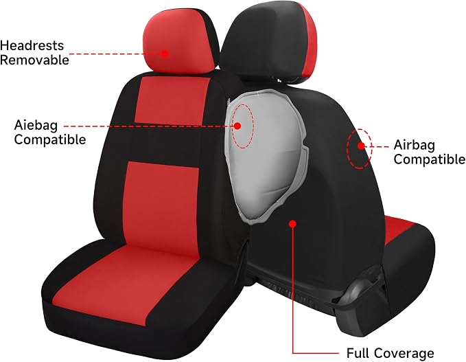 VarCozy Seat Covers for Car Front Pair, Breathable Cloth Front Car Seat Covers, Universal Cloth Seat Covers for SUV Sedan Van, Automotive Interior Covers, Airbag Compatible