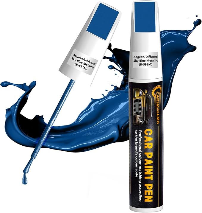 Car Touch Up Paint for Honda(B-593M Aegean/Diffused Sky Blue Metallic), Color Accurate Car Scratch Repair Remover Pen,Auto Paint Quick and Easy to fix Vehicle Chips and Nicks Scuff