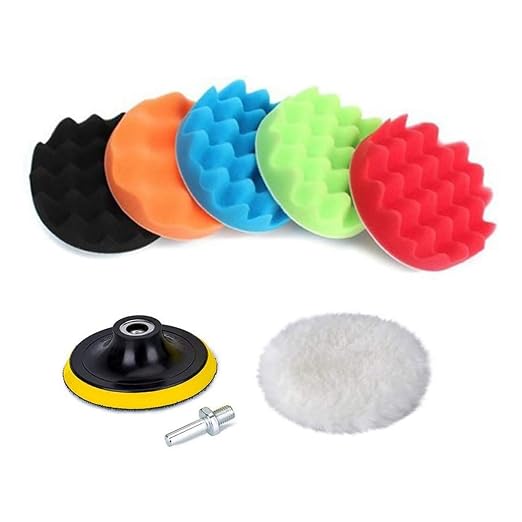 8PCS Car Foam Drill Polishing Pad Kit 7 Inch Buffing Pads Kits Drill Buffer, Foam Polish Pads Car Polisher Attachment for Drill Buffing, Car Sanding, Polishing, Waxing, Cleaning Set(7" 8PCS)