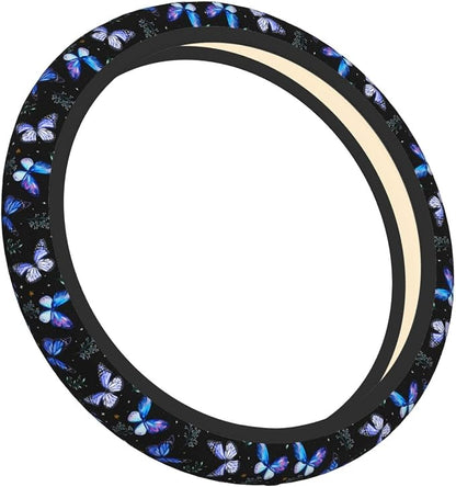 Butterflies Steering Wheel Cover Anti-Slip,Sweat Absorption Universal 15 inch Steering Wheel Covers Cute car Accessories for Men Women