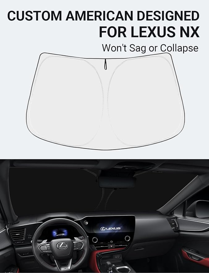 Proadsy 2026 Upgrade Windshield Sun Shade Custom Fit Lexus NX 2022-2025 2026 4-Layer Foldable Front Sunshade Protector Sun Visor Blocks UV Rays Keep Car Cooler