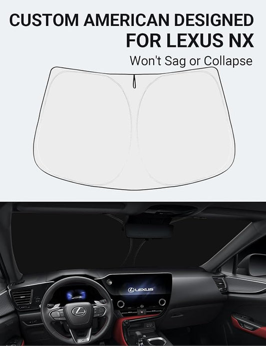 Proadsy 2026 Upgrade Windshield Sun Shade Custom Fit Lexus NX 2022-2025 2026 4-Layer Foldable Front Sunshade Protector Sun Visor Blocks UV Rays Keep Car Cooler