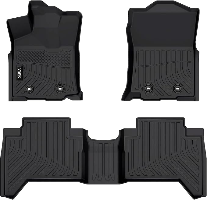 VIWIK Floor Mats for Toyota Tacoma 2018 2019 2020 2021 2022 2023 (Only for Double Cab) Automotive All Weather Custom Fit Floor Liner for 1st and 2nd Row Car Mats TPE Black