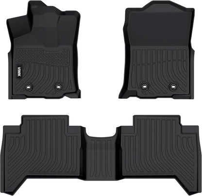 VIWIK Floor Mats for Toyota Tacoma 2018 2019 2020 2021 2022 2023 (Only for Double Cab) Automotive All Weather Custom Fit Floor Liner for 1st and 2nd Row Car Mats TPE Black