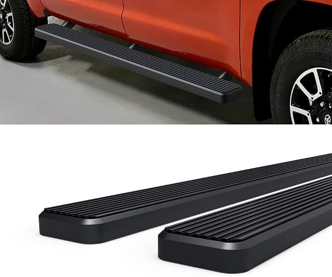 APS Running Boards 5 inches Matte Black Compatible with Toyota Tundra 2007-2021 CrewMax Stainless Steel (Nerf Bars Side Steps Side Bars)