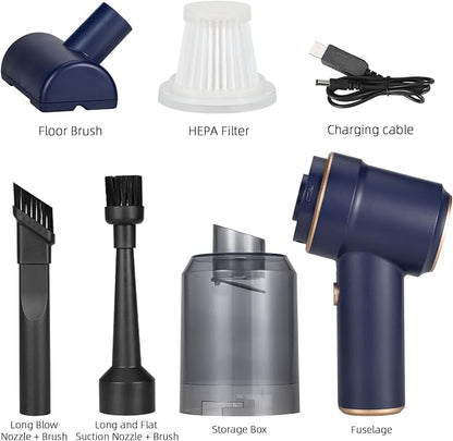 5 in 1 Handheld Vacuum and Blower Cordless Rechargeable Bug Vacuum Catcher for Insect Stink Bug Spider, Portable Vacuum Cleaner Strong Suction Bug Sucker for Car Kitchen Pet Hair, Dry & Wet Use, Blue