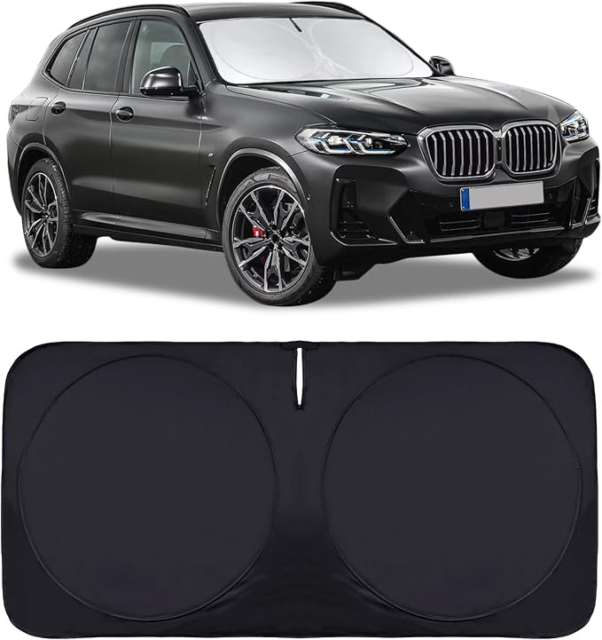 Windshield Sun Shade Foldable Sunshade for 2024 X3 SUV Windshield Cover Custom-fit 2023 2022 2021 2020 2019 2018 BMW X3 UV Relfective Sun Visor Protector
