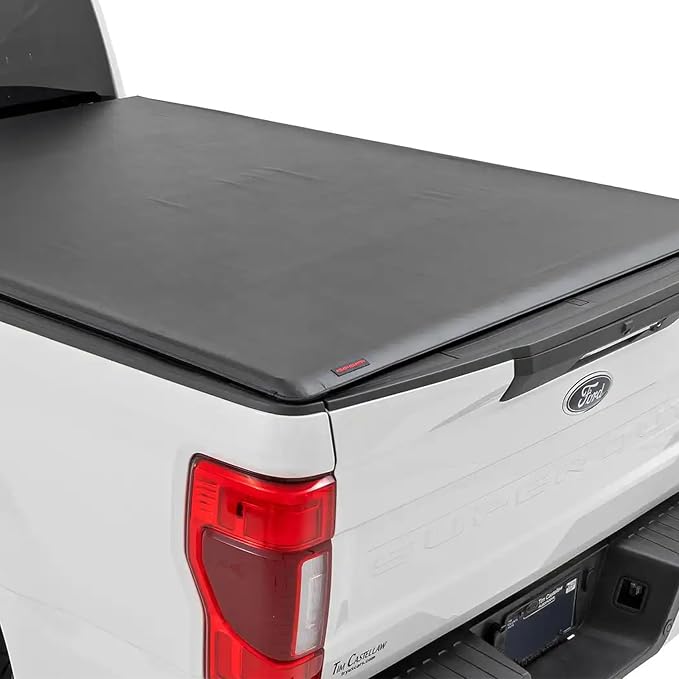Rough Country Soft Roll-Up Truck Bed Cover for Ford F-250 & F-350 Super Duty (2017-2025) – Fits 6'10 Bed, Low-Profile All-Weather Tonneau Cover
