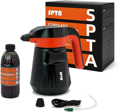 SPTA Pressure Foam Sprayer, 2.25L/76 oz Electric Pressurized Soap Sprayer Car Foam Sprayer, Cordless Pump Sprayer, Car Wash Pressure Washer Foamer with 500ML Shampoo for Detailing