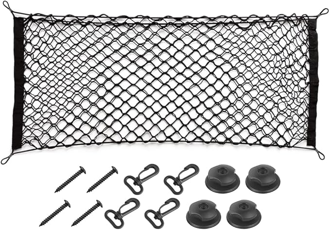 Car Rear Cargo Net, Adjustable Elastic Storage Organizer Net, Trunk Cargo Storage Net, Universal Fit for Car, Vehicle, SUV (43.3"x 15.8")