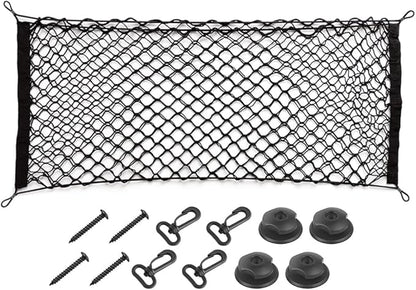 Car Rear Cargo Net, Adjustable Elastic Storage Organizer Net, Trunk Cargo Storage Net, Universal Fit for Car, Vehicle, SUV (43.3"x 15.8")