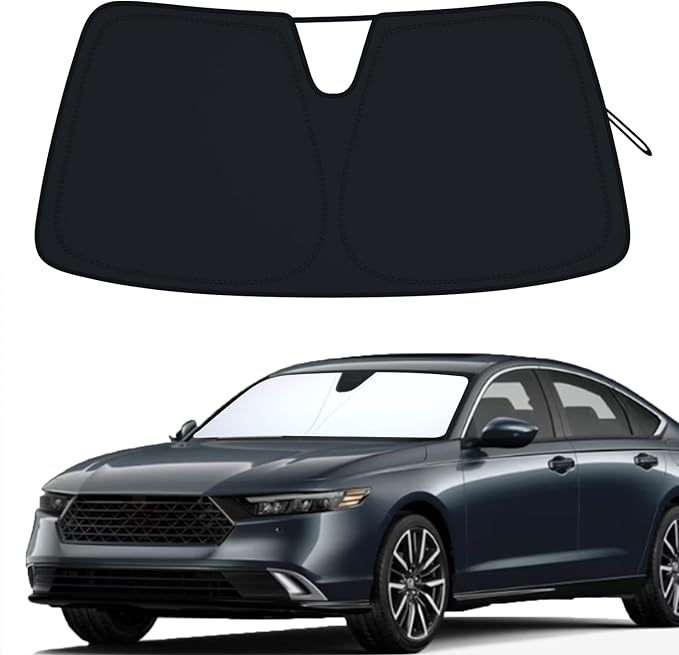 PIMCAR Windshield Sun Shade for 2023 2024 2025 2026 Honda Accord, 310T Reflective Polyester Front Window Sun Visor Blocks UV Rays Foldable Sunshade Honda Accord Accessories