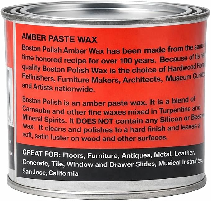 Boston Polish Amber Paste Wax - Hard Finish Surface Protection Wax, 16 oz