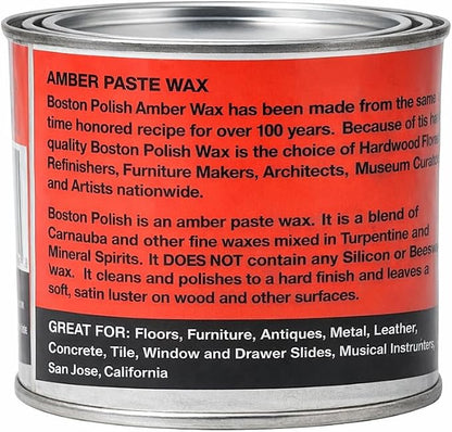Boston Polish Amber Paste Wax - Hard Finish Surface Protection Wax, 16 oz