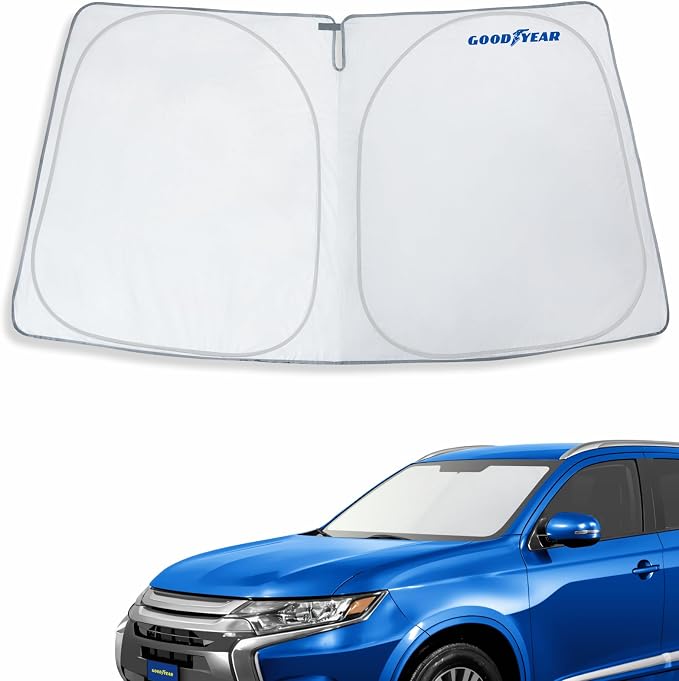 Goodyear Foldable Windshield Sunshade for Mitsubishi Outlander 2014-2021, SUV car Accessories, Sunshade Cover, Sun Shade Car Windshield, Window Sun Blocker - GY008365