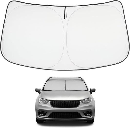 Proadsy 2026 Upgrade Windshield Sun Shade Custom Fit Chrysler Pacifica 2017-2025 2026 4-Layer Foldable Front Sunshade Protector Sun Visor Blocks UV Rays Keep Car Cooler Accessories