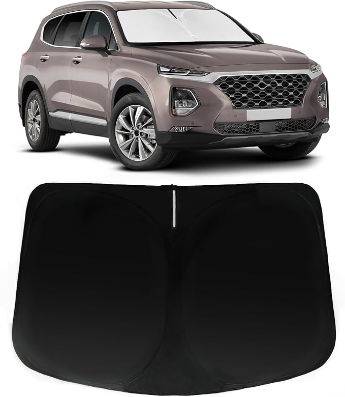 Windshield Sun Shade for Hyundai Santa Fe 2019-2023, Car Front Window Sunshade with 240T Sun Visor Protector Blocks UV Rays Heat Sun Shield Accessories