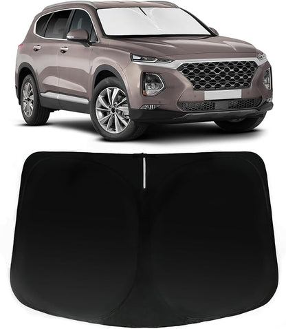Windshield Sun Shade for Hyundai Santa Fe 2019-2023, Car Front Window Sunshade with 240T Sun Visor Protector Blocks UV Rays Heat Sun Shield Accessories