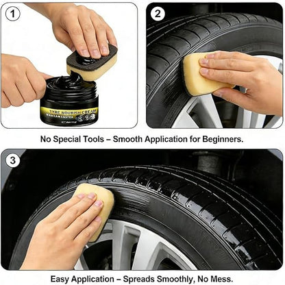 Tyre Nourish Cream for Tires,Tire Nourish Cream,Tire Wax Black,Restores Black Gloss,Shine,for Car Tires(3Pcs)