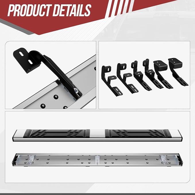 Running Boards Compatible with 2007-2017 Chevy Traverse GMC Acadia Buick Enclave Saturn Outlook, Exc Denali, Pair of Stainless Steel Side Steps Nerf Bars, 6.5in. x 73in.