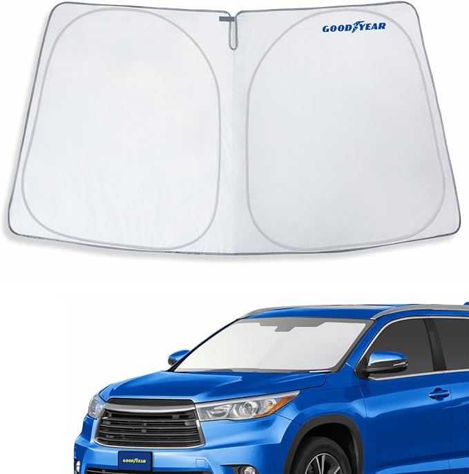 Goodyear Foldable Windshield Sunshade for Toyota Highlander 2014-2019, SUV car Accessories, Sunshade Cover, Sun Shade Car Windshield, Window Sun Blocker - GY008331