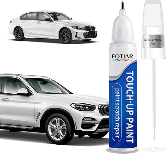 Mineral White A96 Touch up Paint for BMW-Exact Match Scratch Repair Kit 2-In-1 Premium Car Paint Pen for Chips & Nicks