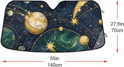Windshield Sun Shade Galaxy Sunshade for Car Windshield Auto Sun Shades Front Windshield Gold Marbled Blocks UV Rays Visor Protector Accordion Folding Sun Reflector Auto Sunshade