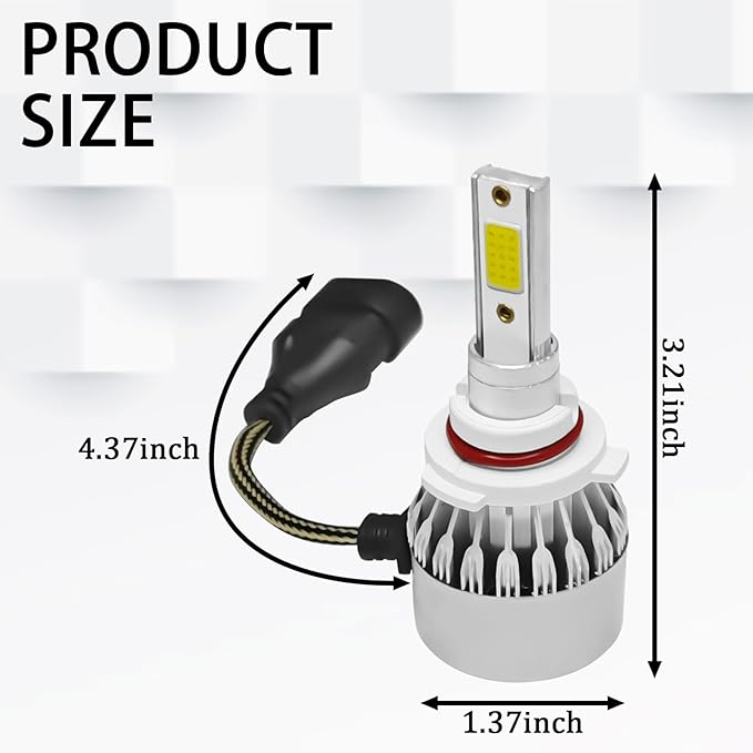 2 PCS 9005/HB3 Car LED Light Replacement, 3800LM 6000K Super Bright Waterproof C6 Fog Lighting Bulb, Plug & Play Led Headlights High and Low Beam Car Accessories