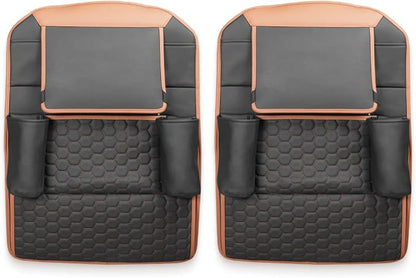 Owleys Car Seat Organizer Backseat Back Organizers & Storage Of Automotive Seatback Toy Organization For Kids Black Brown Tan 2 pc