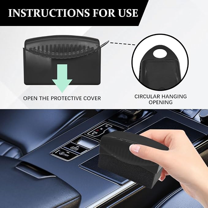 Tire Dressing Applicator, Tire Shine Applicator, Wheel Waxing Wipe Polishing Sponge with Lid, Car Accessories Reusable Wheel Detailing Foam Fit for Vehicle Waxing Polishing Cleaning (Black)