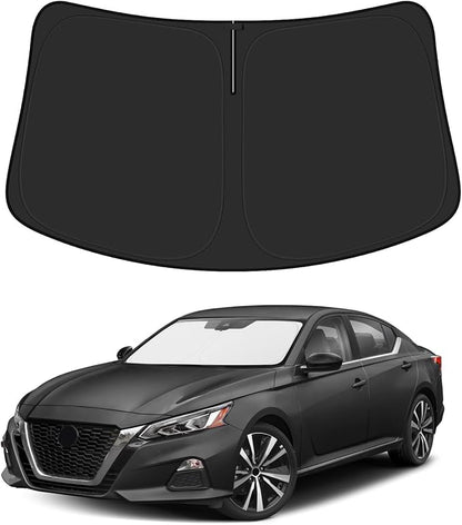 BIBLOZ Car Windshield Sun Shade for Nissan Altima 2019-2025 2026, S, SV, SR, SL, Platinum Accessories Foldable Car Sunshade Front Windshield Sun Visor PET Reflective Material