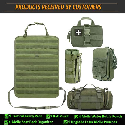 Tactical Seat Back Organizer, Od Green Molle Seat Covers, Tactical Car Vehicle Panel with Pouches for Truck Seat Back Organizers