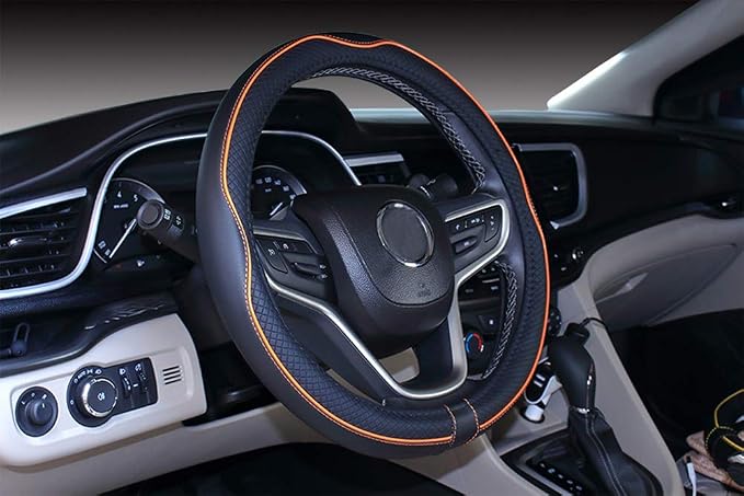 Mayco Bell 2019 New Microfiber Leather Car Extra Large Steering Wheel Cover for Big Trucks (17.5-18'', Orange)