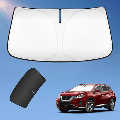 Sun Shade Sunshade for Nissan Murano 2015-2024 Windshield Cover, 4-Layers Sun Shield 250T Silver Coating Sun Visor Foldable Window Shade Blocks UV Rays Car Accessories