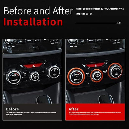 Auovo AC Climate Control Knob Outer Ring Covers Accessories for Forester 2019-2024 Crosstrek 2018-2023 Impreza 2017-2023 Interior for Car Air Condition Switch Control Trim (Red Orange)